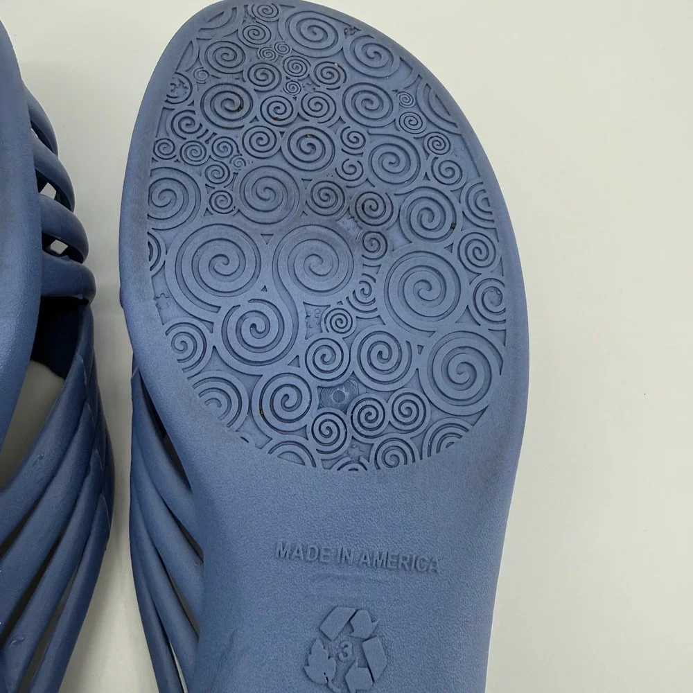 Okabashi Womens Georgia Cross-Strap Slide Sandals Indigo Blue Size L 9.5-10.5